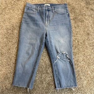 Madewell The Perfect Vintage Crop Jeans Distressed Denim Blue Womens‎ Size 32